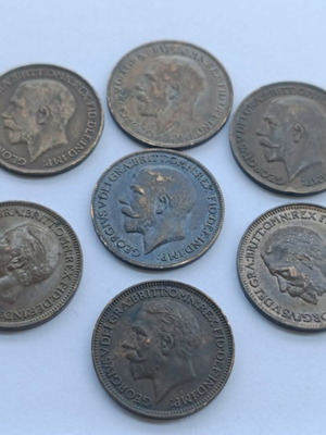 George V Farthings μεταχειρισμένα, πακέτο 7 νομισμάτων 1911-1936