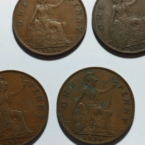 One Penny Coins Used, Lot of 23, King George V 1912-1936