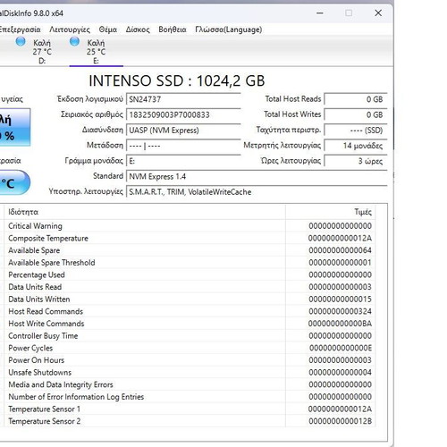 Intenso TX500 1TB NVMe φορητός SSD καινούριος