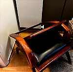  Vintage κάθισμα πολυθρόνα σαλονιού . γνήσιο δέρμα μασίφ ξύλο
