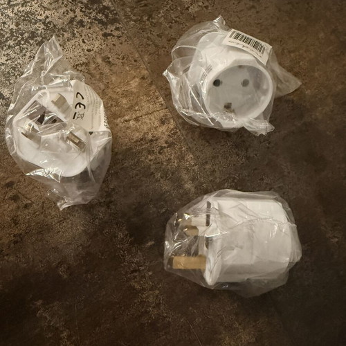 UK to EU Schuko Adapters with Grounding, Pack of 3, New