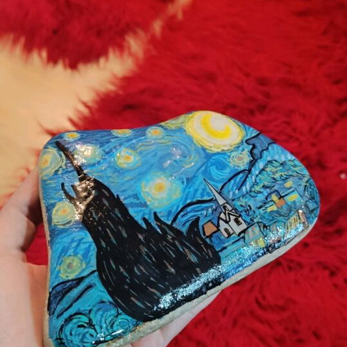 Painted stone Starry Night Van Gogh made to order