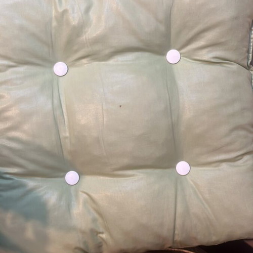 Chair cushions used, set of 4, green with small stain