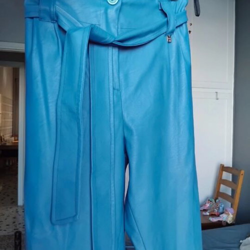 MSR Collection high-waisted faux leather pants, blue
