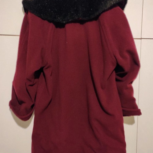 Coat with fur used, burgundy wool, size L