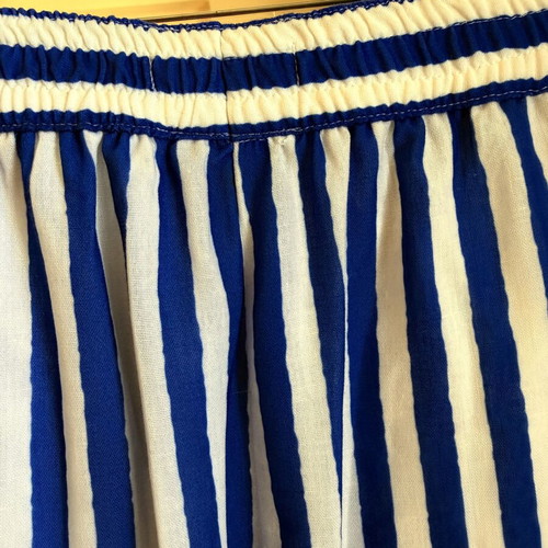 Karavan custom-tailored striped skirt, navy and white