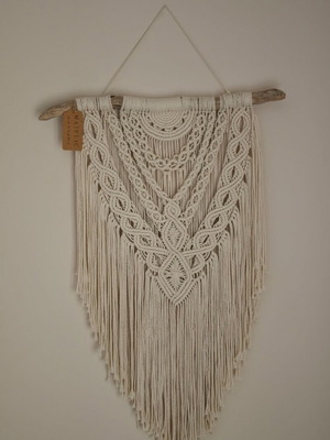 Macrame wall hanging new made of cotton cord and wood