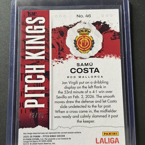 Samu Costa /75 Panini Pitch Kings La Liga card