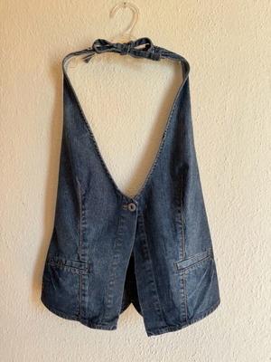 Vintage denim vest Mango used, size L, blue
