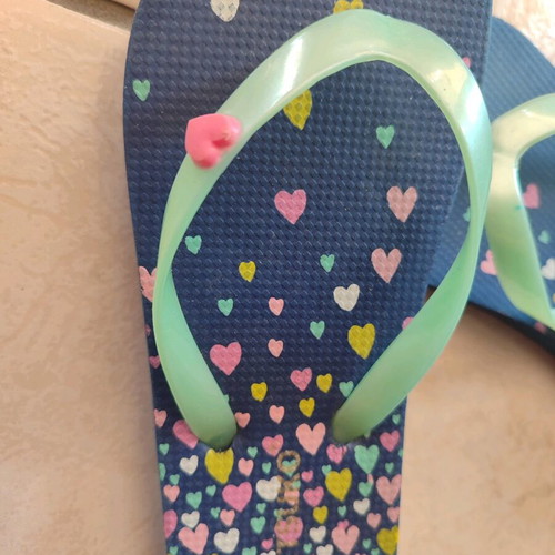 Flip flops for girl like new, size 27-28, multicolor