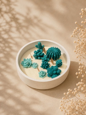 Decorative scented candle with white musk aroma