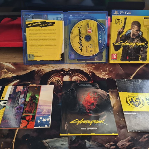Cyberpunk 2077 Launch Day One Edition PS4 game with extras and free PS5 upgrade