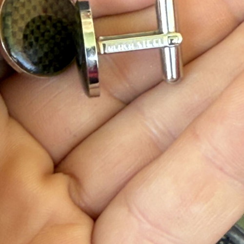 Black Steel cufflinks pair, polished stainless steel