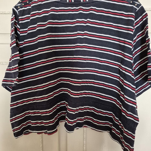 Ulla Popken shirt used, cotton, size XXXL, blue and red