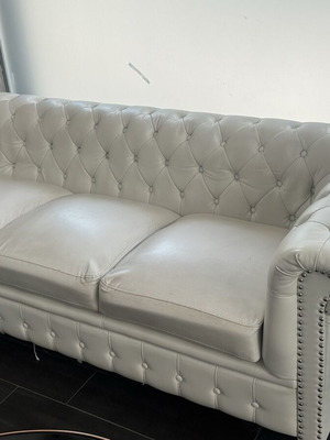 Leather three-seater sofa and armchair set