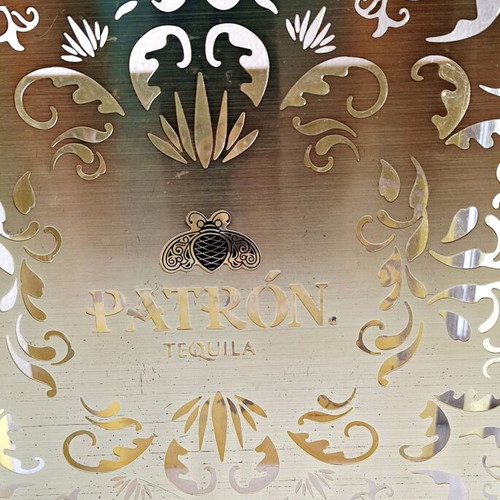 Patron champagne bucket like new with 4 empty silver bottles