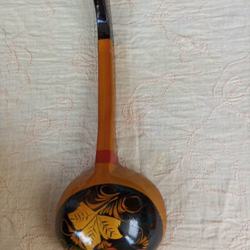 Wooden decorative spoon like new, hand-carved and hand-painted lacquered