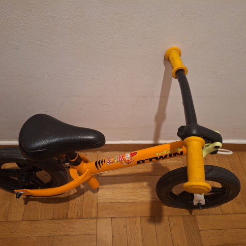 Balance bike for children, orange, adjustable height