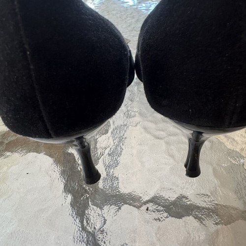 Kitten Heel Shoes Haris Kazakos New Black Suede Leather
