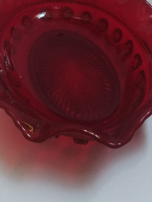 Oval Art Deco ruby red "Blackberry Prunt" Davidson No. 269/12 bowl like new