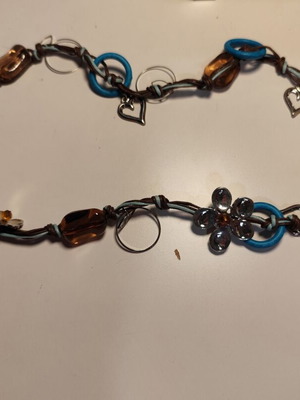 Women's necklace with cords, metal and beads like new