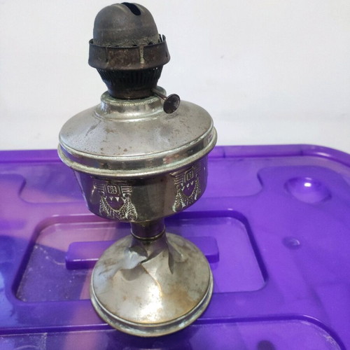 Vintage oil lamp used, metal without glass