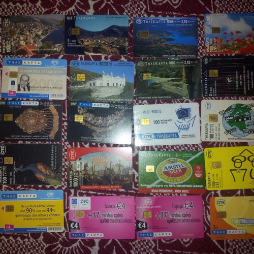 Phone cards used, pack of 20 pieces