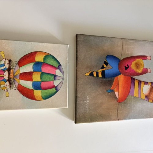Two wall frames with happy motifs for children's room used