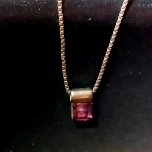 Silver 925 short chain with pink crystal used