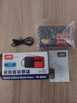 Joc H011UR Mini επαναφορτιζόμενο FM ραδιόφωνο με USB κόκκινο