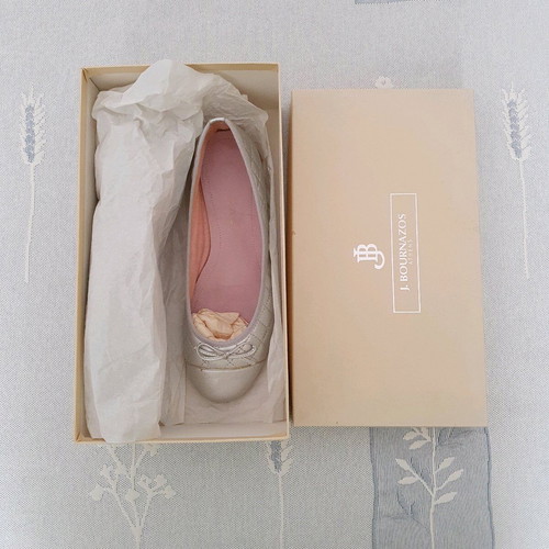 Bournazos ballet flats used, leather, silver, size 38 1/2