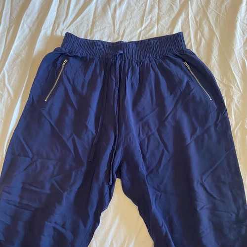 Blue thin palazzo pants like new with zipper and drawstrings