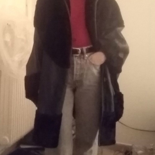 Italian cape new from genuine leather and fur size medium