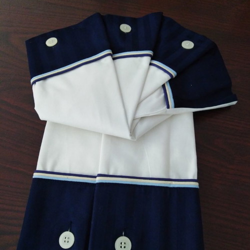 Italian double bed sheets set 100% cotton without elastic with dark blue stripe