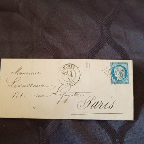 French letter from 1872 with Demeter stamp used