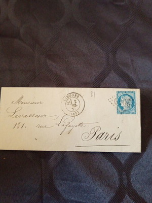 French letter from 1872 with Demeter stamp used
