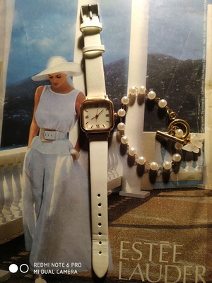 Watch and bracelet set like new, white, women's