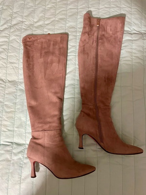 Over-the-knee boots 19V69 used, leather, brown, heel 7cm