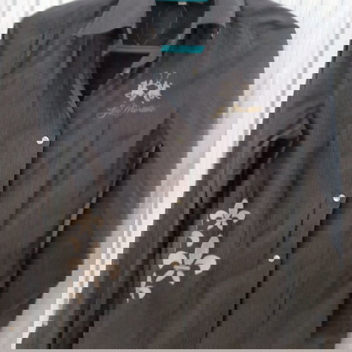 Πουκάμισο La Martina γκρι με ρίγα και κέντημα σε άριστη κατάσταση