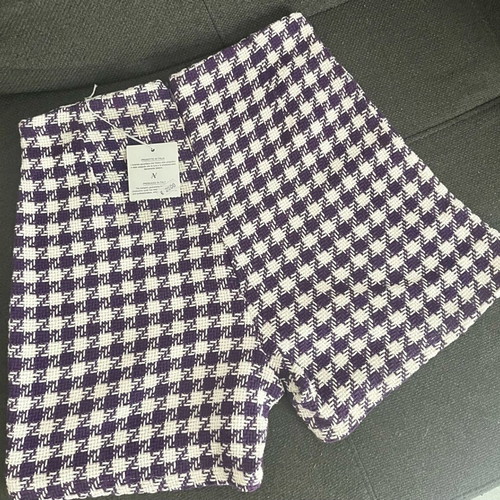 Adele Altman Textured Tweed Houndstooth Shorts Size 10 High Waisted New