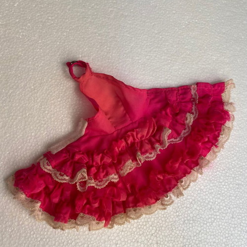Vintage Bibi Bo doll pink dress used with ruffles 1980s