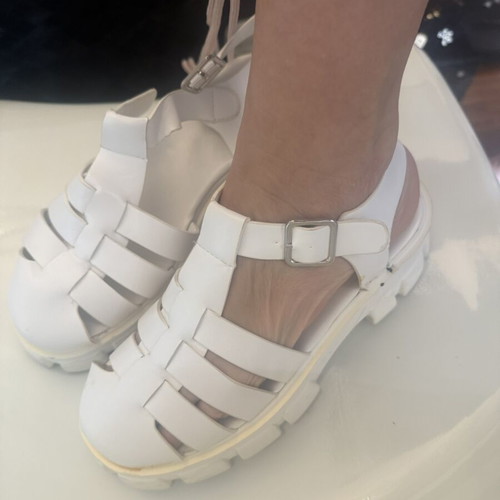 Fisherman flatform sandals white used size 39