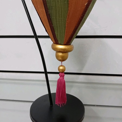 Fabric two-tone hanging lantern with metal base new