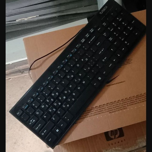 Turbo-X DWC-3000 wired USB keyboard used, black glossy with matte keys