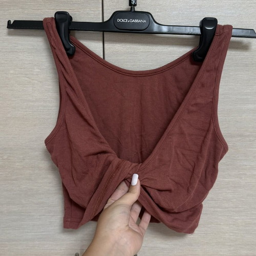 Mind Matter ribbed elastic crop top muted burgundy, like new