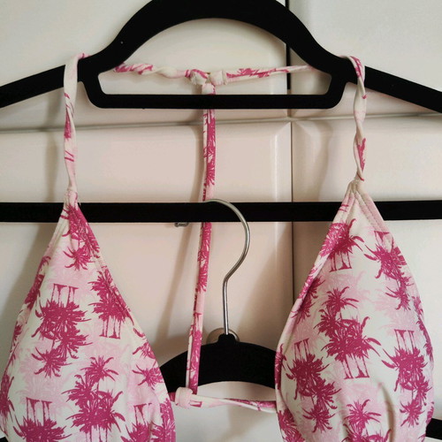 Pretty Me Bikini Set Tropical Print - Top S / Bottom L - Fuchsia/White