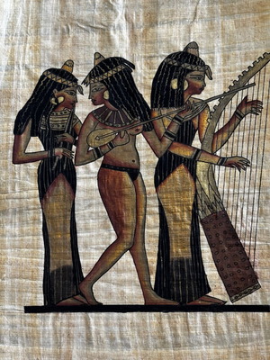 Vintage Egyptian Papyrus with Traditional Mythology Scene