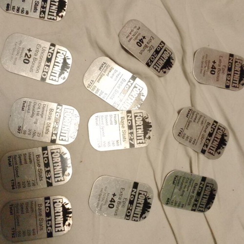 Fortnite metal tags used, pack of 12 single pieces