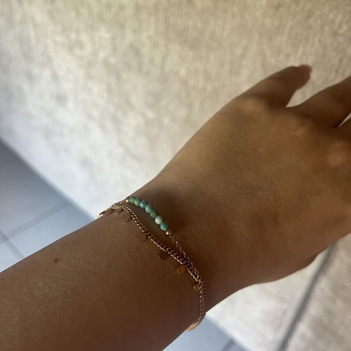 Double chain bracelet with turquoise stones pink gold, like new