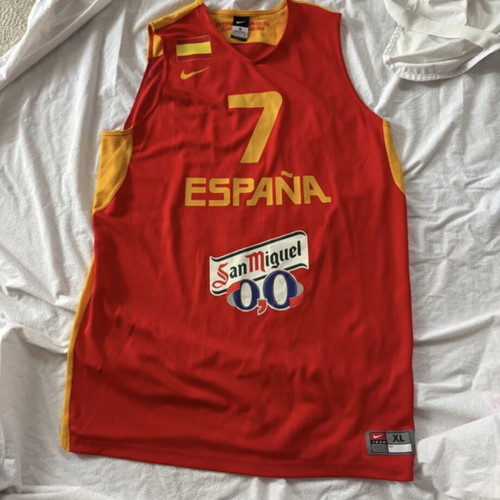 Spain National Basketball Jersey #7 San Miguel 0,0 Nike, XL, red and orange